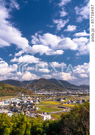 《香川県》丸亀市の街並み・さわやかな青空 《香川県》丸亀市の街並み・さわやかな青空 85738497