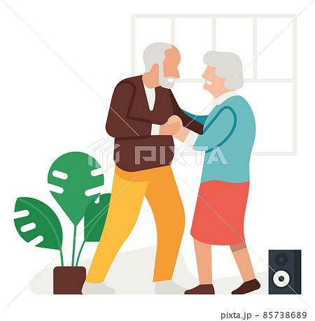 Elderly man and woman dancing together. Cute old couple Elderly man and woman dancing together. Cute old couple 85738689
