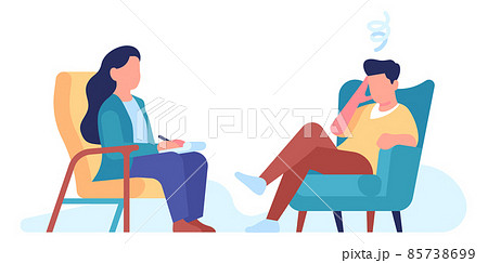 Therapy session. Man talking with psychologist about mental problems Therapy session. Man talking with psychologist about mental problems 85738699