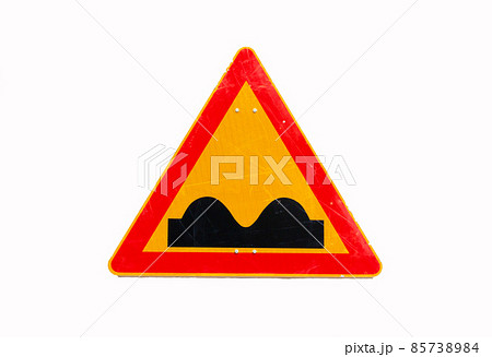 Uneven Road Sign Without Pole, isolated on white. Uneven Road Sign Without Pole, isolated on white. 85738984