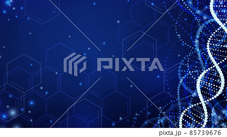 DNA_遺伝子の背景_青_16:9 85739676