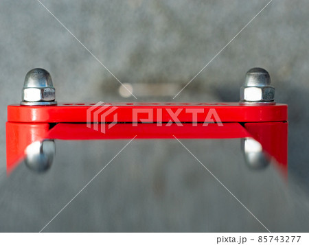 Detail of outdoors gym construction. Modern street workout equipment 85743277