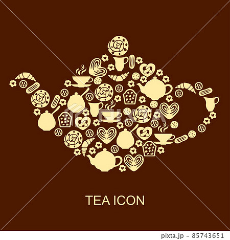 Teapot icon on brown background 85743651