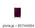 Glass of fresh sweet berry juice isolated on white background. 3D rendering realistic illustration. Glass for water. Vegan juice. Cleansing and detox. Empty liquid container. 85744064