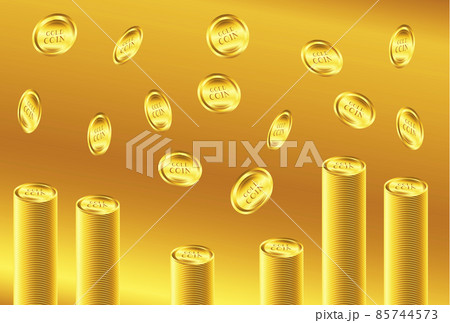 ゴールドのコイン・積み重なる 85744573