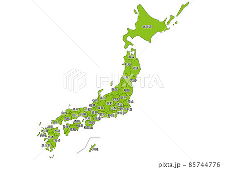 日本地図(都道府県文字付き) 85744776