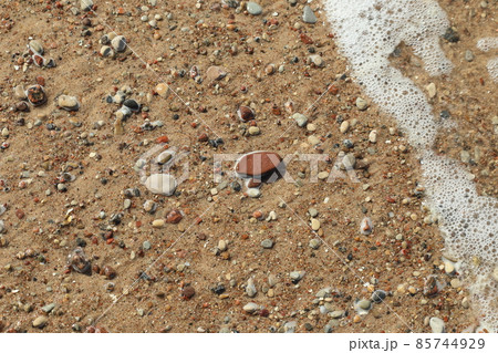 Background of sea sand, pebbles, sea foam. High quality photo Background of sea sand, pebbles, sea foam. High quality photo 85744929