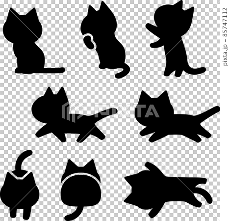 Simple cat silhouette icon set Simple cat silhouette icon set 85747112