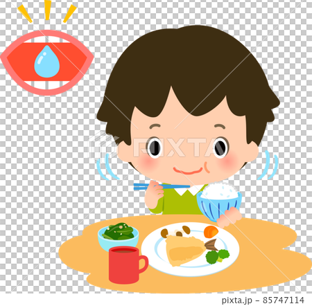 經常用口水的形象咀嚼和吃東西的男孩 85747114