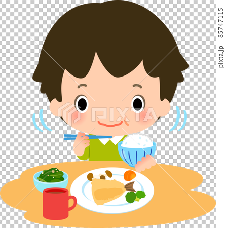 よく噛んで食事をする男の子 85747115