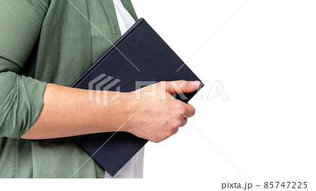 Office banner. Unrecognizable woman, planner, copy space. 85747225