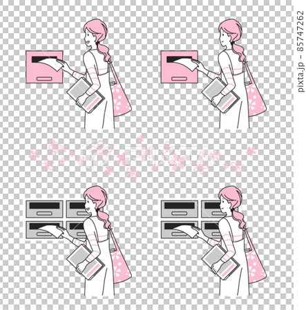 ポスティングをする主婦 春 ポスティングをする主婦 春 85747262