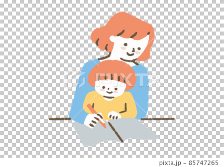 媽媽 _ 在他的腿上畫一個孩子 85747265