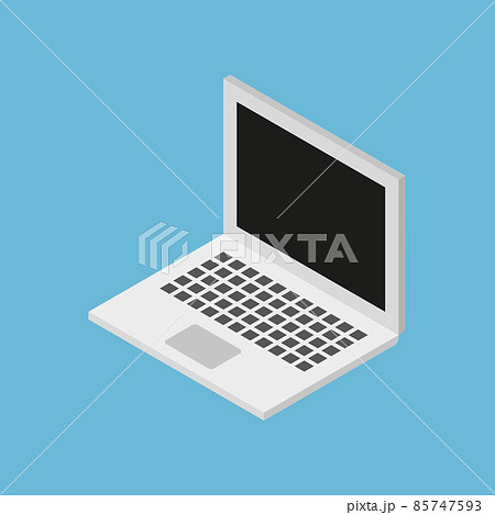 Vector isometric illustration of a white laptop Vector isometric illustration of a white laptop 85747593