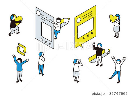 SNSで発信する人々2　アイソメトリック 85747665