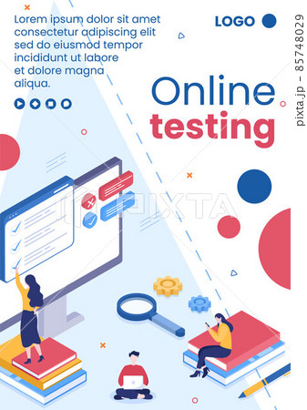 Online Testing Course Flyer Template Flat Design Illustration Editable of Square Background for Social media, E-learning and Education Concept 85748029