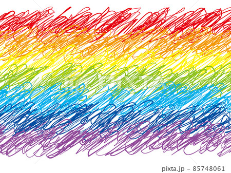 カラフルでラフな手描きラインのボーダー 85748061