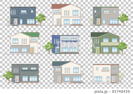 Variation set vector illustration of a modern single-family home 85748439