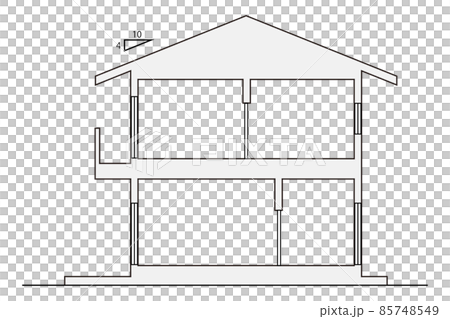 日本の戸建住宅の立面断面図 外皮のベクターイラスト	 85748549