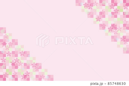 桜の花　格子模様　フレーム 85748630