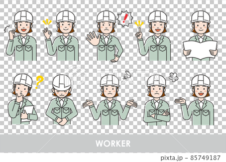 女性作業員のイラスト素材セット 85749187