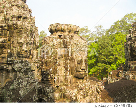 The Bayon stone faces of the people 85749785