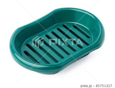 Empty plastic soap dish isolated on white Empty plastic soap dish isolated on white 85751327