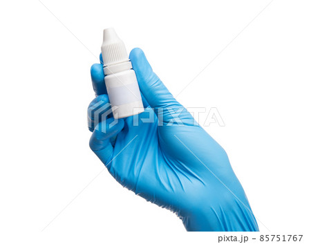 Scientist wears blue rubber gloves hands holding eye dropper isolate mock up isolate on white background with clipping path Scientist wears blue rubber gloves hands holding eye dropper isolate mock up isolate on white background with clipping path 85751767