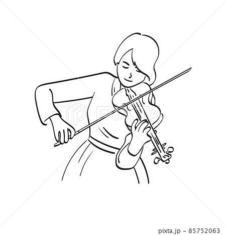 Violin with bow sketch icon Royalty Free Vector Image