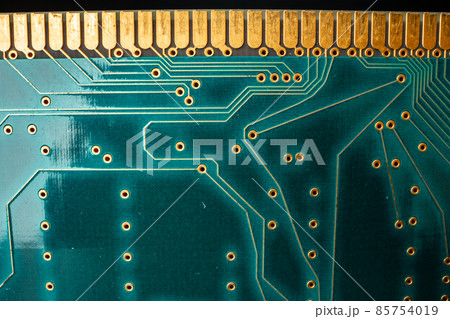 Macro photo of electronic circuit board in computer Macro photo of electronic circuit board in computer 85754019