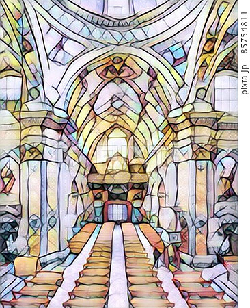 神秘的な建物を描いたイラスト 神秘的な建物を描いたイラスト 85754811