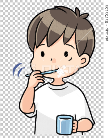 奥歯を磨くこども 85755158