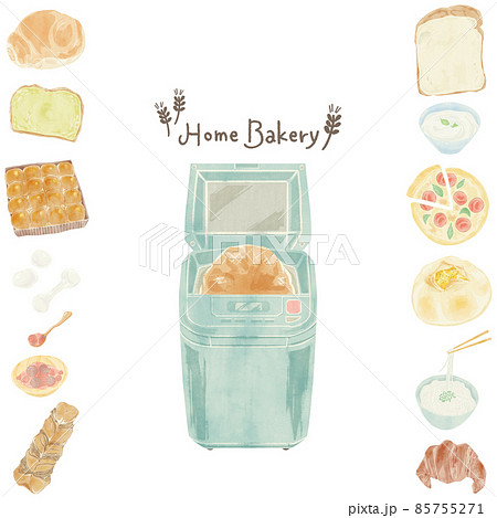 ホームベーカリーで作れるパン手描き水彩イラスト 85755271