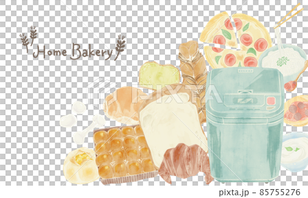 ホームベーカリーで作れるパン手描き水彩イラスト ホームベーカリーで作れるパン手描き水彩イラスト 85755276