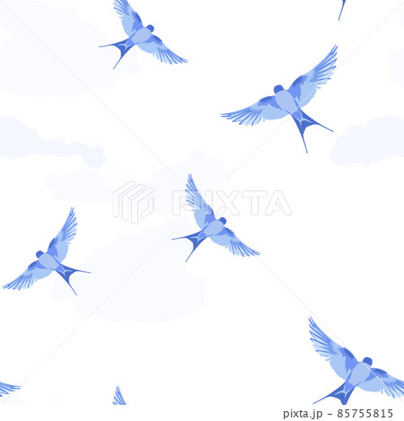 The flight of a blue bird in fragments. Seamless pattern. For wrapping paper. Ideal for wallpaper, surface textures, textiles. 85755815