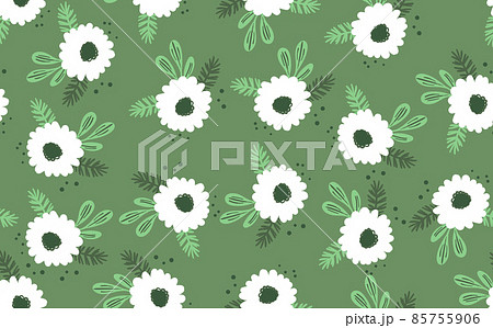 Seamless floral pattern based on traditional folk art ornaments. Colorful flowers on color background. Scandinavian style. Sweden nordic style. Vector illustration. Simple minimalistic pattern Seamless floral pattern based on traditional folk art ornaments. Colorful flowers on color background. Scandinavian style. Sweden nordic style. Vector illustration. Simple minimalistic pattern 85755906
