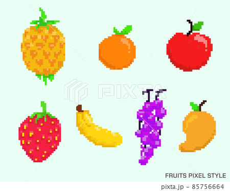 Set of Pixel Art Fruit Collection., Retro 8-bit or 16-bit., Illustration of fruit. Set of Pixel Art Fruit Collection., Retro 8-bit or 16-bit., Illustration of fruit. 85756664