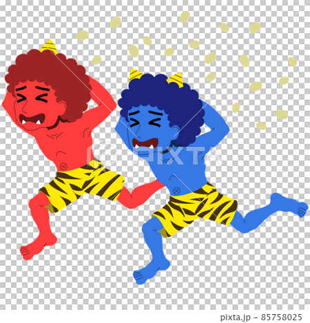 逃げる二人の鬼のイラスト 85758025