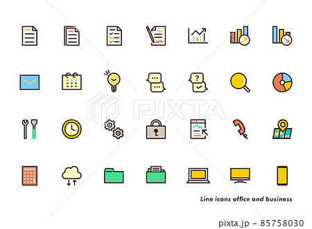 ビジネスのアイコンセット, カラーのイラスト 85758030