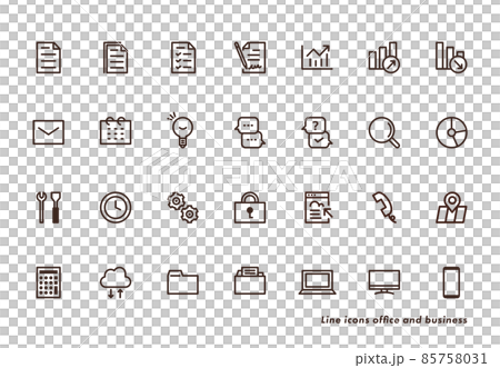 ビジネスのアイコンセット, モノクロのイラスト 85758031