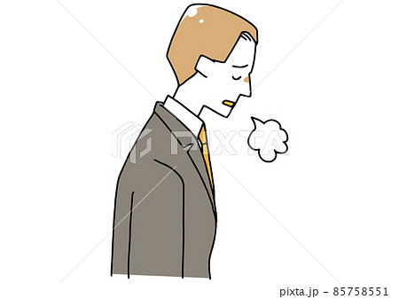 ため息をつき落ち込むスーツの男性 温かみのある手描きの人物 白バックにベクター ため息をつき落ち込むスーツの男性 温かみのある手描きの人物 白バックにベクター 85758551
