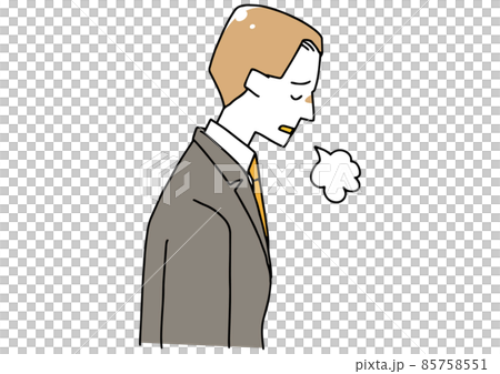 ため息をつき落ち込むスーツの男性 温かみのある手描きの人物 白バックにベクター ため息をつき落ち込むスーツの男性 温かみのある手描きの人物 白バックにベクター 85758551
