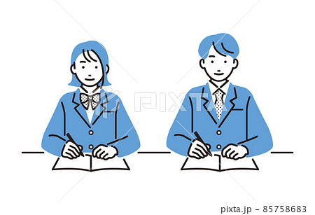 人物 勉強をする高校生の男女 85758683