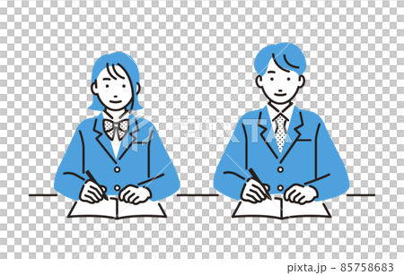 人物 勉強をする高校生の男女 85758683