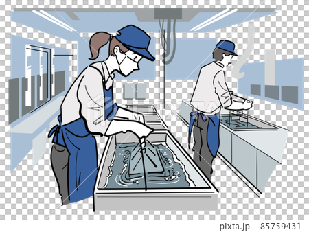 メッキ塗装の作業をする女性従業員 85759431