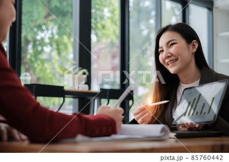 Business woman or accountant making working audit with her team. finance and accounting concept. 85760442