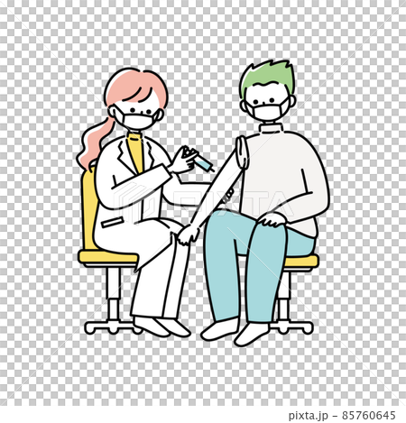 予防接種のイラスト(マスクあり) 予防接種のイラスト(マスクあり) 85760645