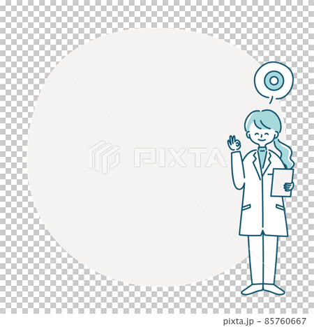 Frame illustration of a woman in a white coat giving an OK sign 85760667