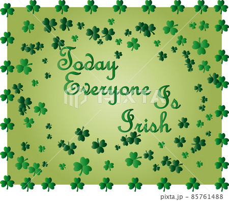 Saint Patrick's Day greeting card with sparkled green clover leaves and text. Inscription Saint Patrick's Day greeting card with sparkled green clover leaves and text. Inscription 85761488