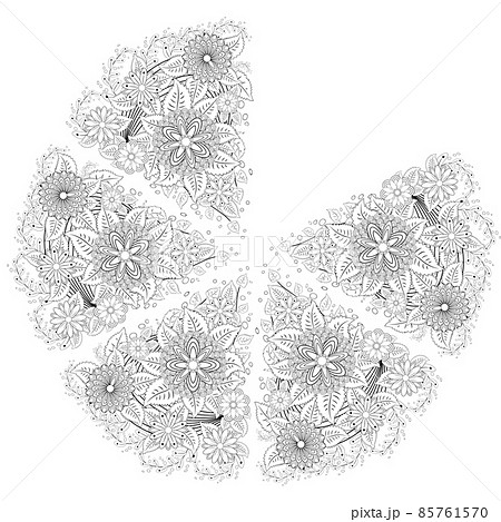 Henna tattoo doodle elements on white background. Mehendi flowers. Abstract floral elements in Indian style. Ethnic ornament, coloring book. 85761570